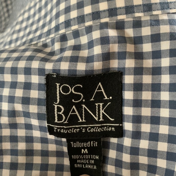 Jos A Bank Blue Plaid Button Down Shirt Tailored Fit Medium - Picture 2 of 6